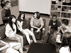 Students in a casual discussion circle