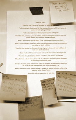 Sticky note responses to a writing prompt