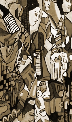 art piece of a crowd