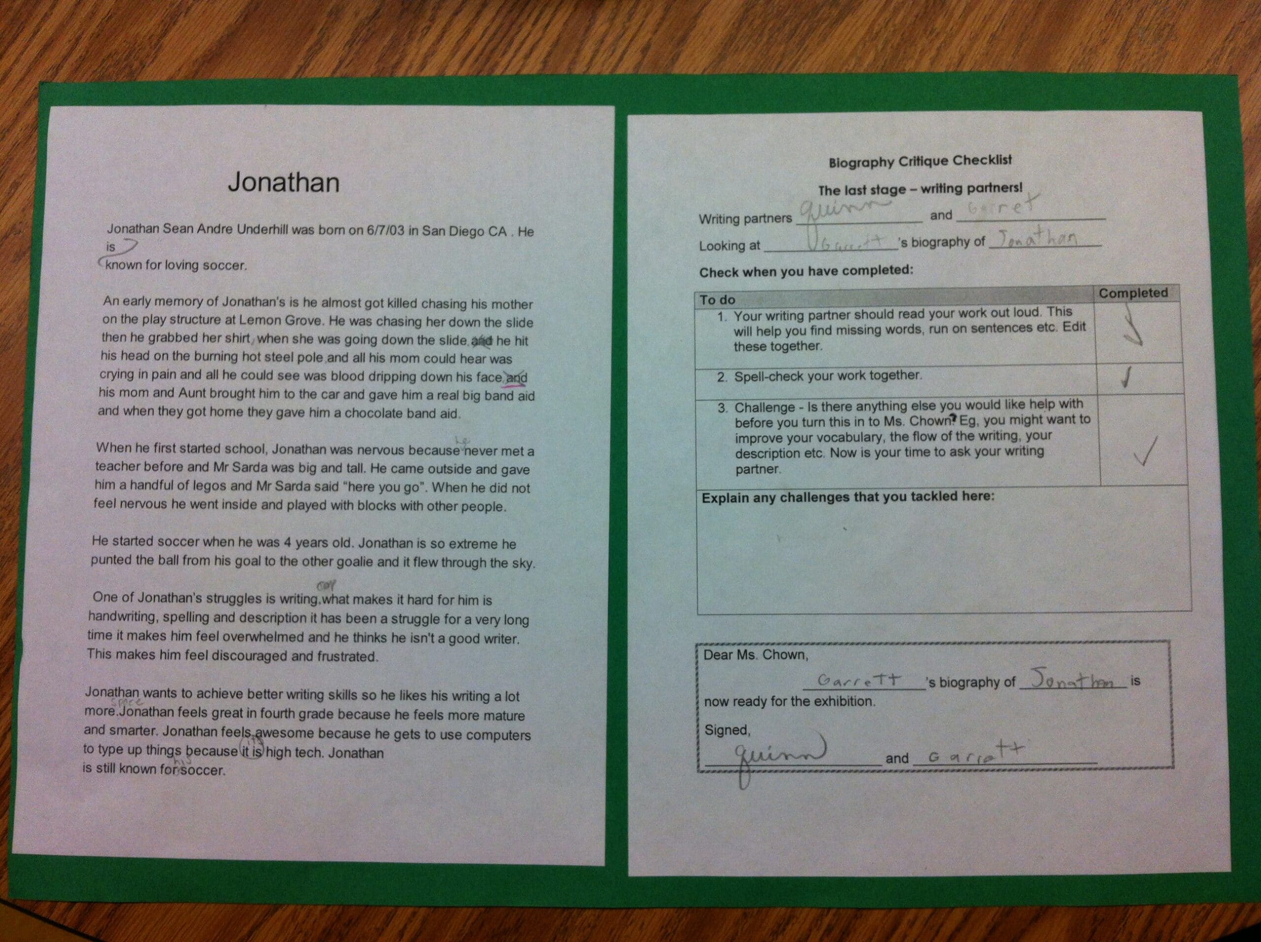 Checklist of writing conventions for critique