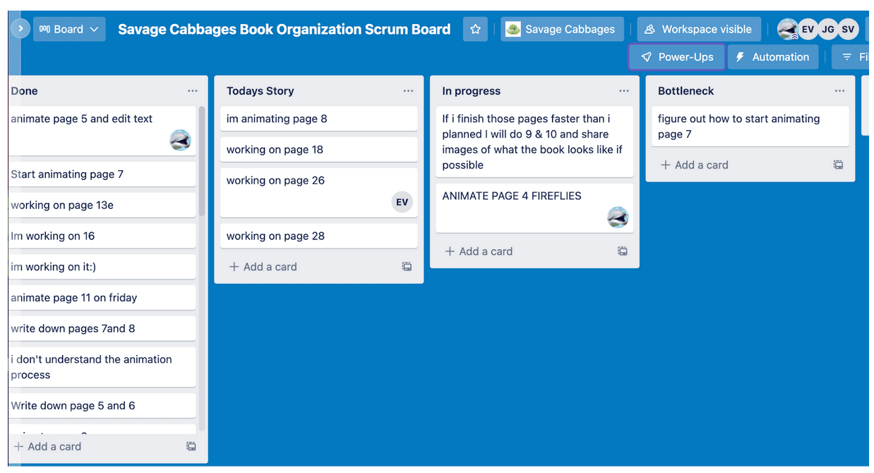 Example of a SCRUM board