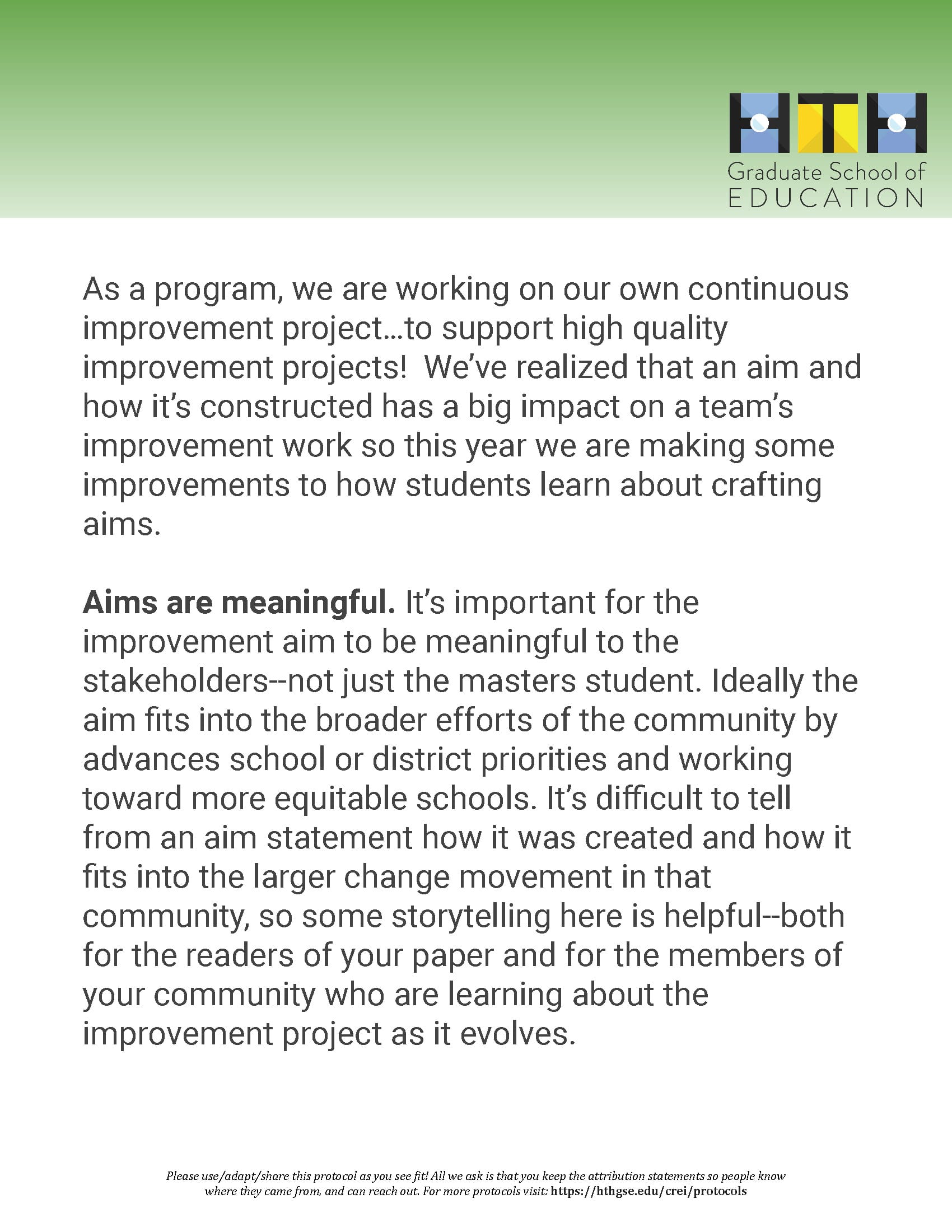 Evaluating Aim Statements Work Book | HTH Unboxed