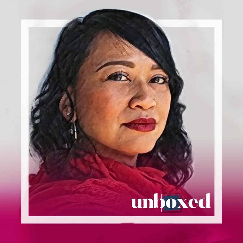 Illustrated portrait of a person with shoulder-length dark hair and red lipstick, wearing a red garment. The background fades from white to pink at the bottom, with Radical Reengagement elegantly scripted in the lower right corner.